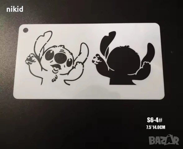 6 бр Стич Stitch Lilo стенсил шаблон декор сладки тесто Scrapbooking, снимка 3 - Форми - 50761770