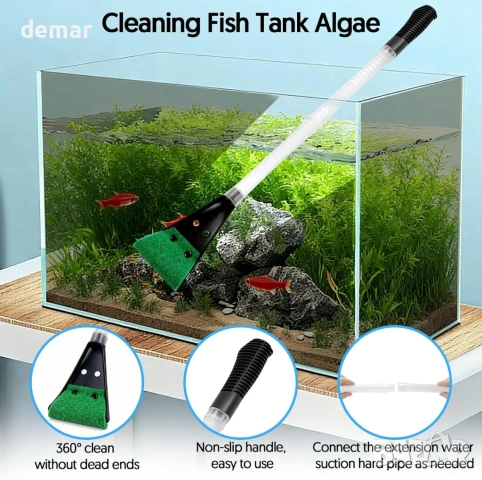 QZQ Комплект за почистване на аквариум, супер силен сифон с двойна гъба, снимка 4 - Оборудване за аквариуми - 53782550