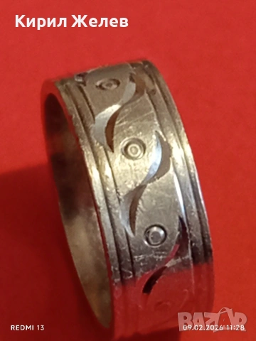 Сребърен пръстен тип халка с декоративна гравюра ювелирна изработка 17589, снимка 8 - Пръстени - 53411480