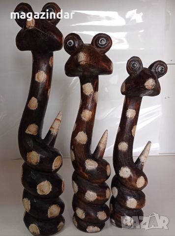 Дървен сувенир змия 3 бр., снимка 1 - Декорация за дома - 45078304