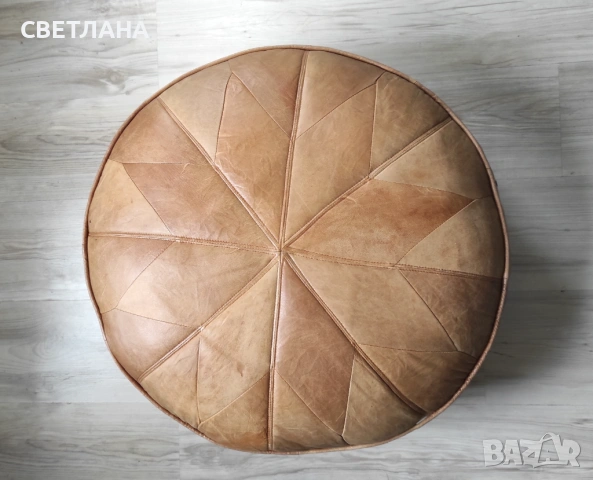 Кожен пуф,кожена табуретка, снимка 3 - Дивани и мека мебел - 54178562