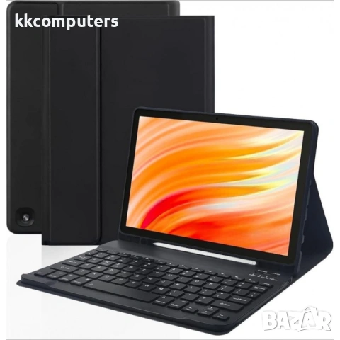 Кожен Калъф с Клавиатура и Тъчпад за 2023 Отделяема, Стойка, Холдер за Стилус, Вкл. Протектор, 2 цвя