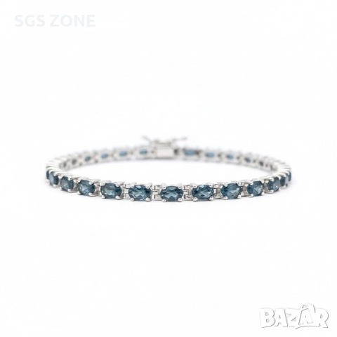 Ръчно изработена сребърна гривна с топаз Лондон, снимка 2 - Гривни - 52582096