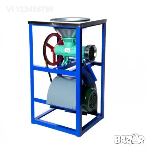 Алуминиева месомелачка №32+стойка с плот и фуния на колела +мотор 2,2 kW