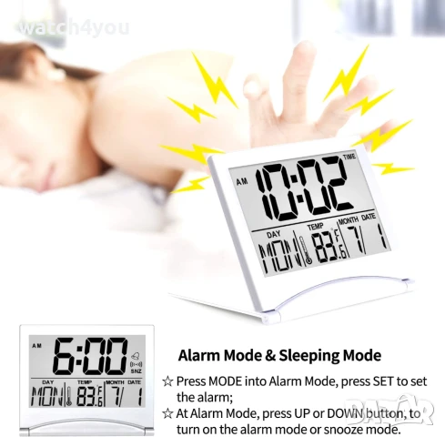 НОВ НАСТОЛЕН LCD ЕЛЕКТРОНЕН С ТЕМПЕРАТУРА И КАЛЕНДАР.БУДИЛНИК ДИГИТАЛНИ НАСТОЛНИ ЧАСОВНИЦИ, снимка 3 - Други - 18411948