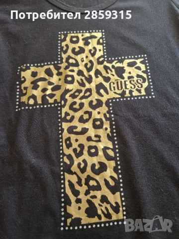Дамска тениска Guess - размер S, черна, снимка 3 - Тениски - 52155732