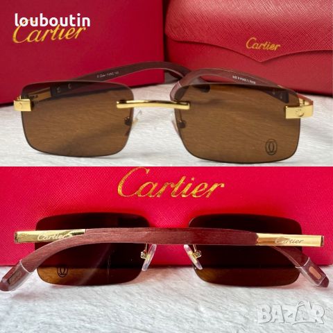 Cartier висок клас мъжки слънчеви очила с дървени дръжки, снимка 1 - Слънчеви и диоптрични очила - 45870838