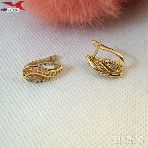 Обеци с 14К златно покритие 2141831, снимка 3 - Обеци - 52646840