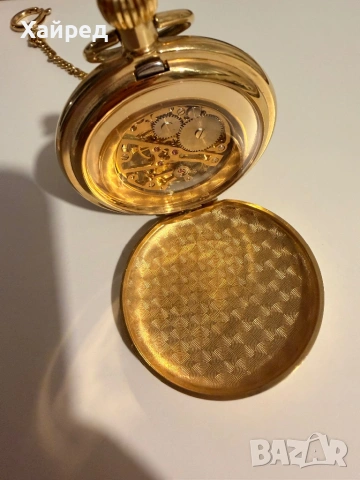 Джобен часовник TCM SKELETON с верижка. Позлатен., снимка 4 - Мъжки - 53978158