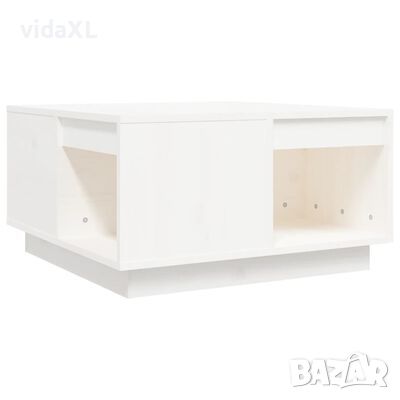 vidaXL Кафе маса, бяла, 60x61x32,5 см, борово дърво масив(SKU:814530, снимка 1 - Маси - 46215870