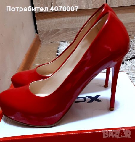 Червени лачени обувки, снимка 3 - Дамски обувки на ток - 45447928