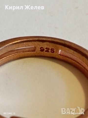 Сребърен пръстен с покритие от розово злато инкрустирани с кристали много красив 52758, снимка 7 - Пръстени - 53073354