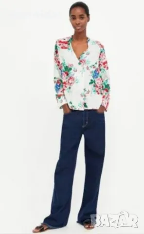 Блуза Zara цветя , снимка 5 - Блузи с дълъг ръкав и пуловери - 49908497