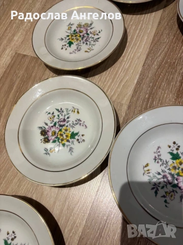 Керамични чиний и порцеланова захарница със златни нишки, снимка 4 - Други ценни предмети - 54001859