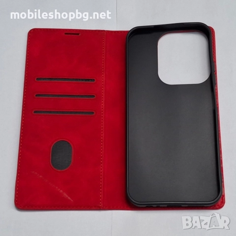 Redmi 15C калъф страничен с прегради и закопчаване червен син, снимка 4 - Калъфи, кейсове - 52664399