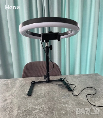 Ринг лампа с държач за телефон и стойка - 360° въртене, снимка 4 - Селфи стикове, аксесоари - 54172494