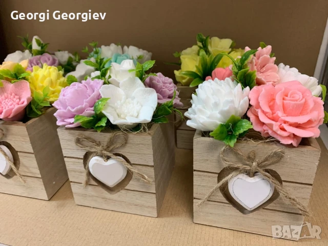 цветя изработени с глицеринов ароматен сапун , снимка 6 - Декорация за дома - 50502510