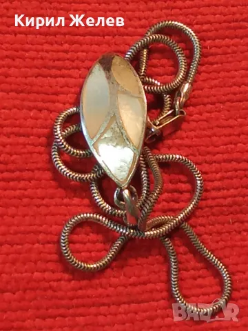 СТИЛНО СРЕБЪРНО КОЛИЕ с ЛИСТОВИДЕН СЕДЕФЕН СРЕБЪРЕН МЕДАЛЬОН СРЕБРО 925 ФИНА РЪЧНА АРТ РАБОТА 49787, снимка 13 - Колиета, медальони, синджири - 49885908