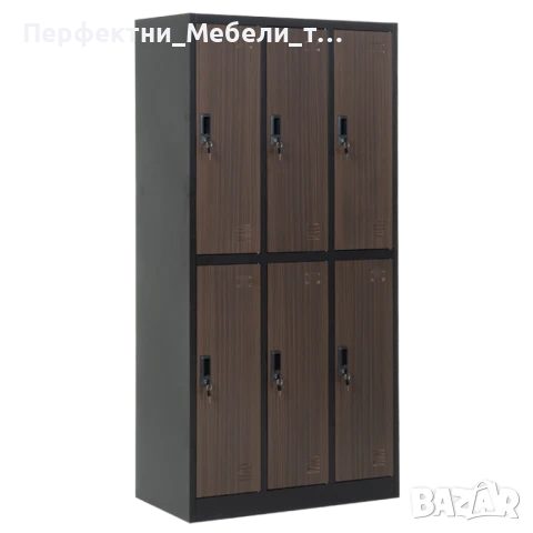 Метален шкаф за 6 души лукс-цвят бук/бял или орех/черен-дизайнерска съблекалнята на зала, снимка 4 - Шкафове и рафтове - 51298910