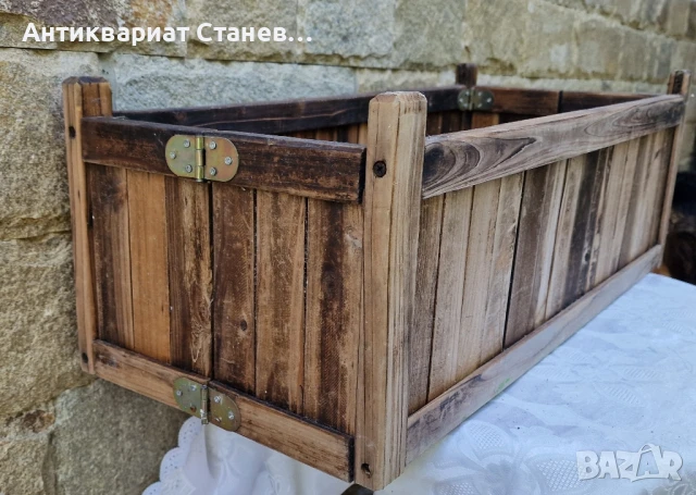 🪵🌸 Винтидж дървена поставка за саксии / кашпа 🌿, снимка 3 - Саксии и кашпи - 51146743