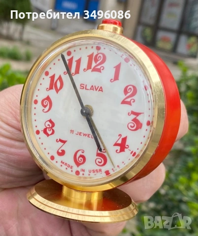 Стар съветски механичен будилник СЛАВА 11 камъка, снимка 4 - Колекции - 54058898