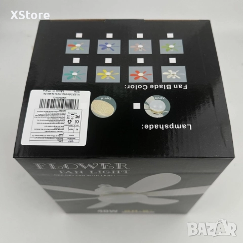 Модерна вентилаторна лампа с форма на цвете, LED осветление, дистанционно, 40W, 1200 лумена, снимка 3 - Друга електроника - 51070657