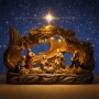 Коледна сцена „Рождество Христово“ – готов комплект с ясли, фигурки и естествен дизайн, 35x13x23 см., снимка 1