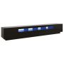 vidaXL ТВ шкаф с LED осветление, черен, 260x35x40 см（SKU:3081916