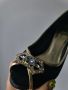 Уникални черни обувки на ток с кристали от сатен на ROBERTO ZAGO, снимка 6
