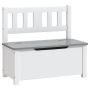 Детска пейка за съхранение, бяло и сиво, 60x30x55 см, МДФ, снимка 1