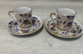 Порцеланов двоен сет за кафе ръчно рисувана с позлата , снимка 4