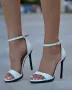 Сандали на ток - бяло с черно лак - LT303, снимка 2