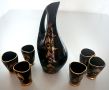 Сервиз ракия троянска керамика гланц черно и злато, снимка 4
