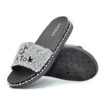 Блестящи дамски плажни чехли с кристали за летни ТикТок, снимка 6 - Чехли - 45399935