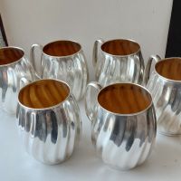 Прекрасни чаши(халби)шест броя силвер плейт(silver plate)вместимост 350 мл., снимка 3 - Чаши - 45254333