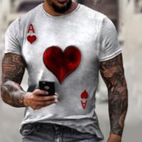 Мъжка тениска с къс ръкав,геометричен 3D принт с дизайн на Асо Пика, снимка 10 - Тениски - 45864697