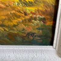 Оригинална авторска картина с маслени бои Есенен горски пейзаж с река, снимка 4 - Картини - 45998875
