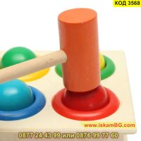 Играчка с чук и топчета изработена от дърво - КОД 3568, снимка 6 - Образователни игри - 45318385