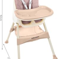 Бебешко столче за хранене, регулируема сгъваема маса, 5-точкова каишка, розово, снимка 2 - Столчета за хранене - 45450054