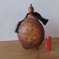 Дървена бъклица с пирография, снимка 1 - Антикварни и старинни предмети - 45256756