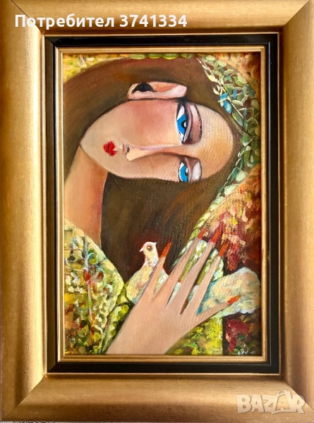 Момиче с гълъб Намалена цена, снимка 1