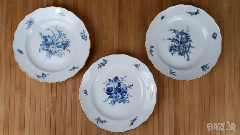 Три стари дълбоки чинии Meissen, снимка 1
