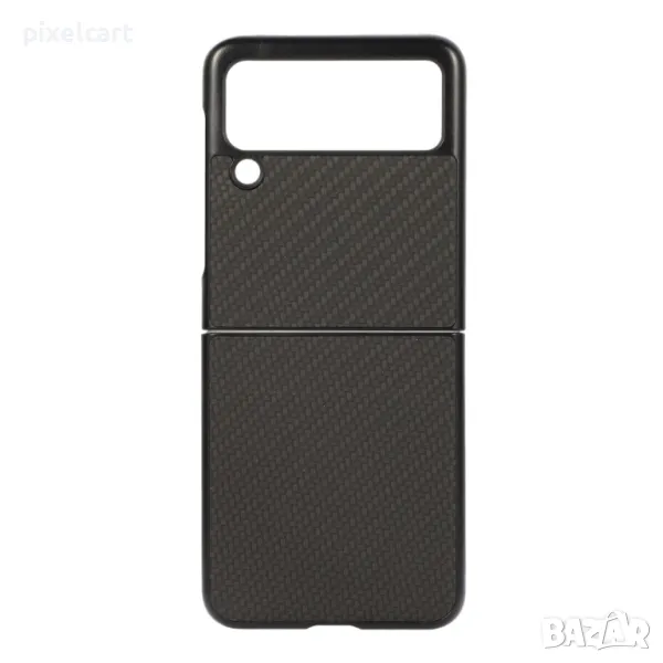 Удароустойчив калъф Leather Carbon Fiber за Samsung Galaxy Z Flip 3, Черен, снимка 1