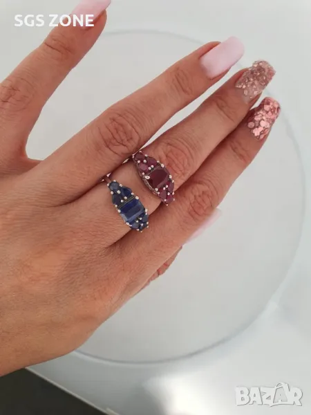 Перфектен Пръстен с Естествени Рубини и Сапфири, снимка 1