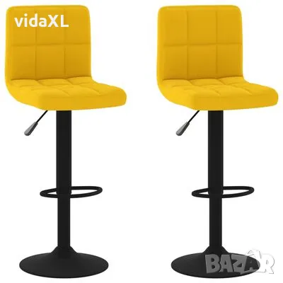 vidaXL Бар табуретки, 2 бр, горчица, кадифе(SKU:334312), снимка 1