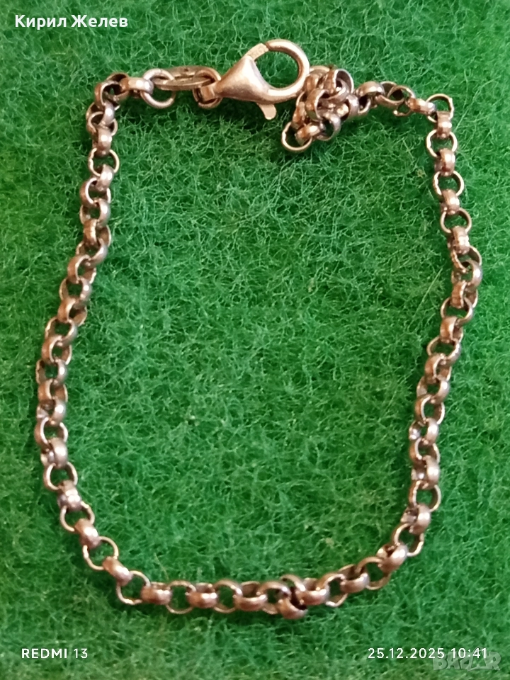 Красива сребърна гривна с плетка тип РОЛО елегантен стилен дизайн 16943, снимка 1