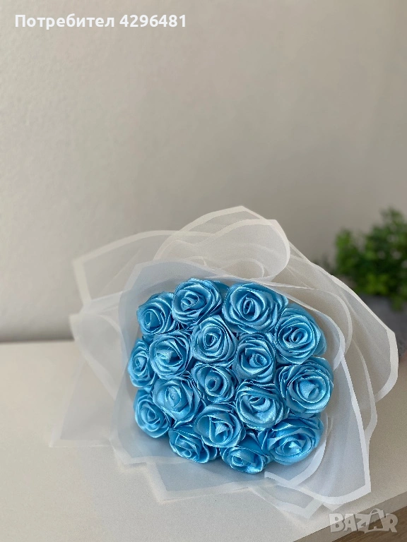 Букет от вечни сатенени рози, снимка 1