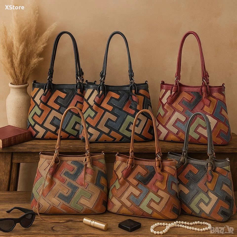 Дамска чанта с многоцветен дизайн – простор, организация и стил в едно, снимка 1