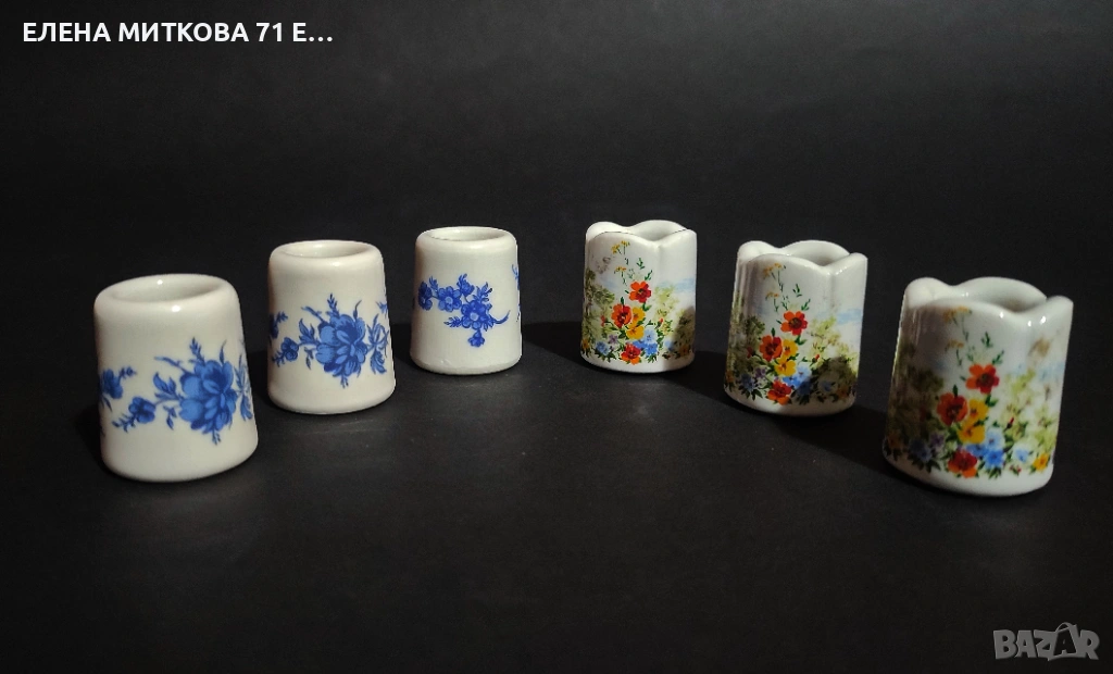Лот от 6 мини порцеланови свещника, снимка 1