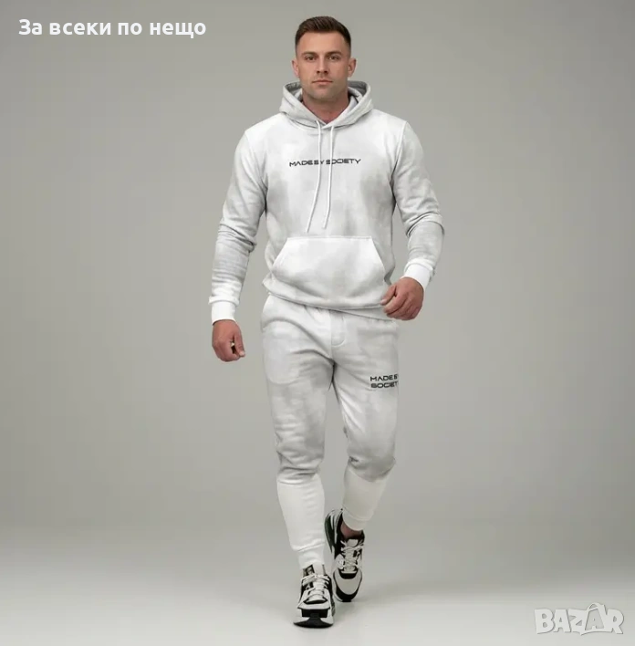 Мъжки Мек Удобен Памучен Спортен Комплект🔝Мъжки Спортен Екип MADE BY SOCIETY Код moskito35, снимка 1